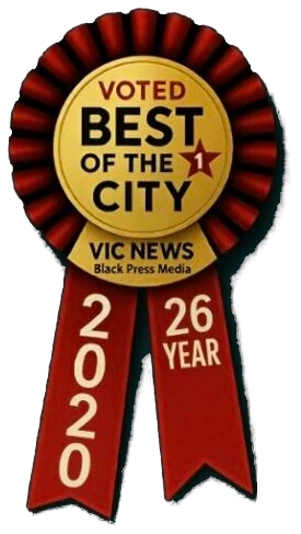 Vic News Best of the City 2020 ribbon awarded to Vic West Pet Hospital