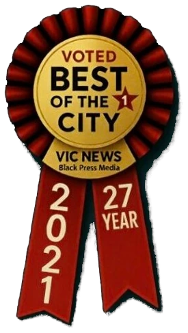 Vic News Best of the City 2021 ribbon awarded to Vic West Pet Hospital