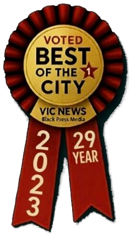 Vic News Best of the City 2023 ribbon awarded to Vic West Pet Hospital
