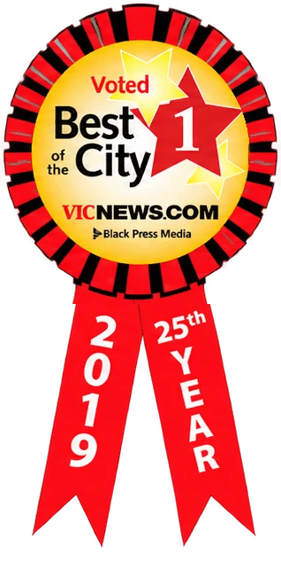 Vic News Best of the City 2019 ribbon awarded to Vic West Pet Hospital