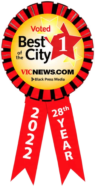 Vic News Best of the City 2022 ribbon awarded to Vic West Pet Hospital