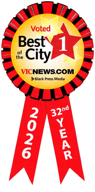 Vic News Best of the City 2026 ribbon awarded to Vic West Pet Hospital